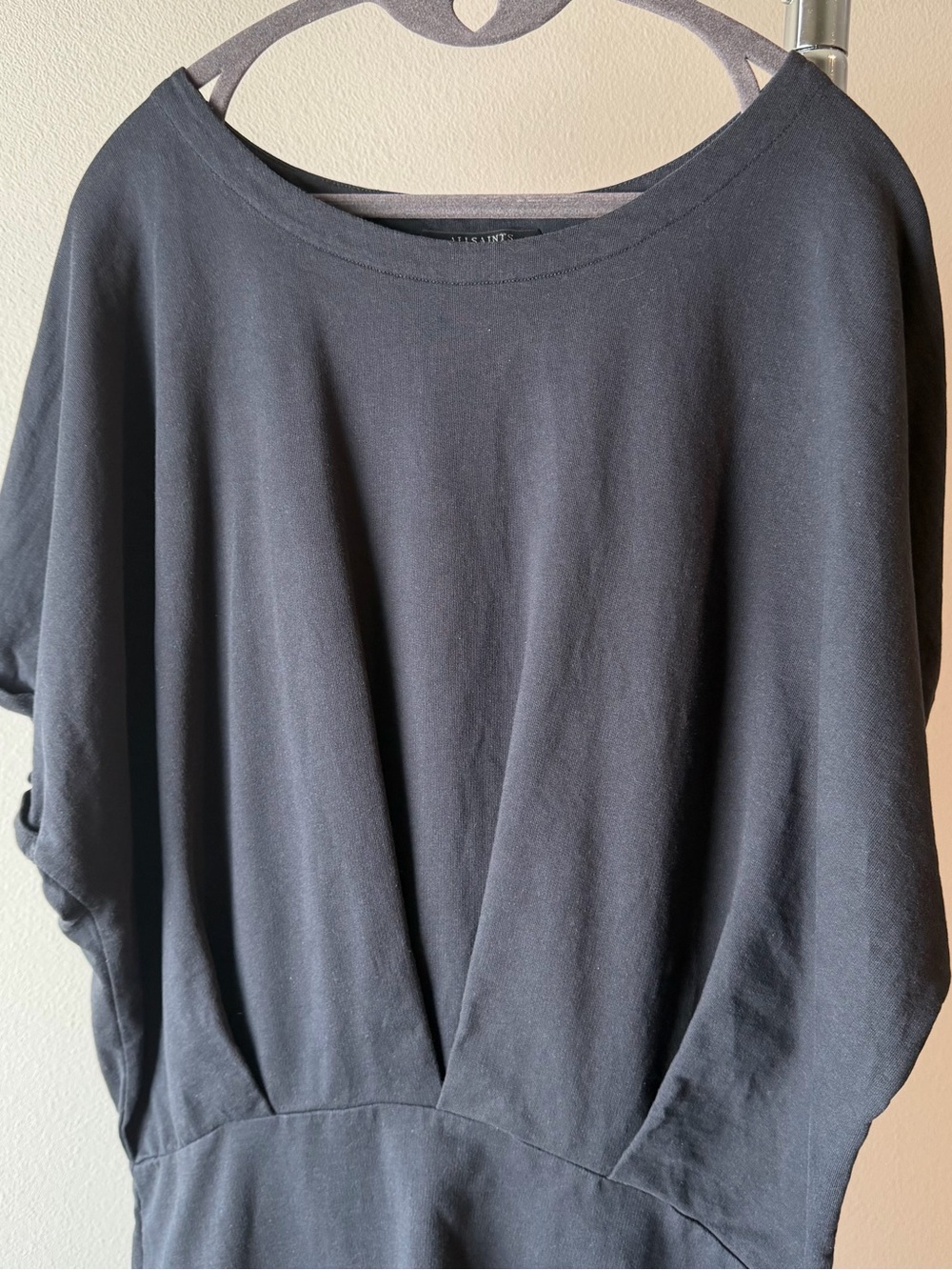All Saints Lea Mal Size 6 Dolman Sleeve Dress in Washed Black 100% Cotton - Picture 9 of 11